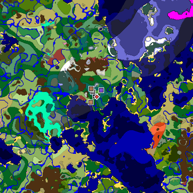 Predicted biome map of Java 26.3 seed 1904860584216652030 around estimated spawn