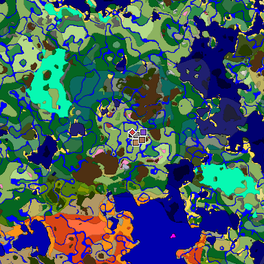 Predicted biome map of Java 26.3 seed 1436511962983154629 around estimated spawn
