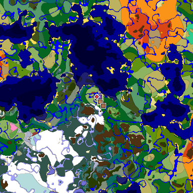 Predicted biome map of Java 26.3 seed 5148108339849550807 around estimated spawn