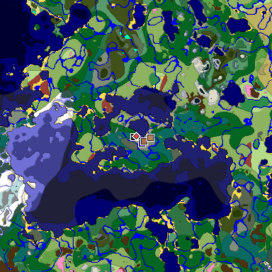 Predicted biome map of Java 26.3 seed -520807232357704262 around estimated spawn