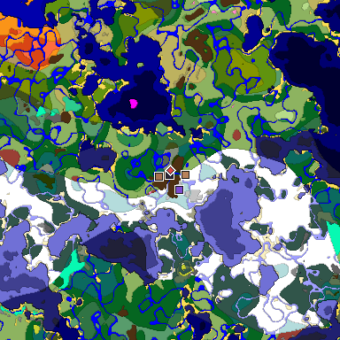 Predicted biome map of Java 26.3 seed 5504506093251536779 around estimated spawn