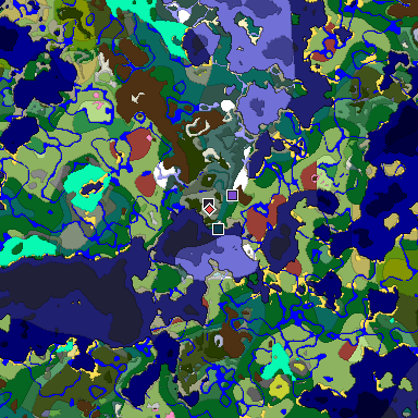 Predicted biome map of Java 26.3 seed -5351459990098018672 around estimated spawn