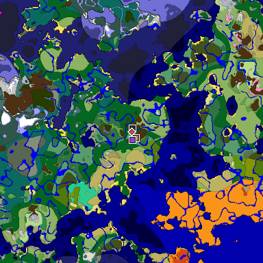 Predicted biome map of Java 26.3 seed -5204692922730679149 around estimated spawn