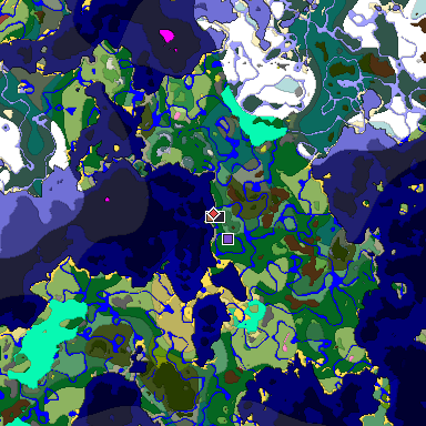 Predicted biome map of Java 26.3 seed -143891841393611550 around estimated spawn