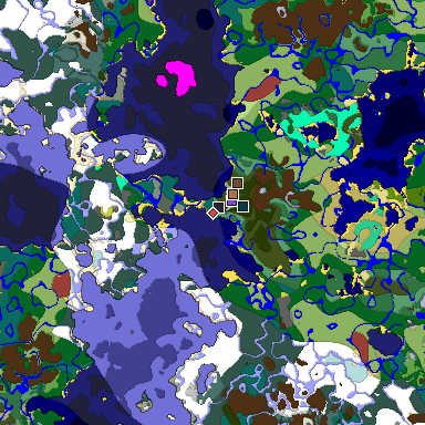 Predicted biome map of Java 26.3 seed -6062064175712899136 around estimated spawn