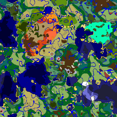 Predicted biome map of Java 26.3 seed -7071882723349660397 around estimated spawn