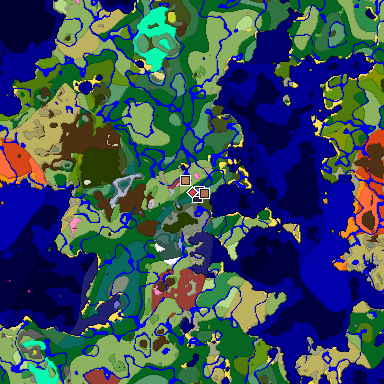 Predicted biome map of Java 26.3 seed -4466939507686008154 around estimated spawn
