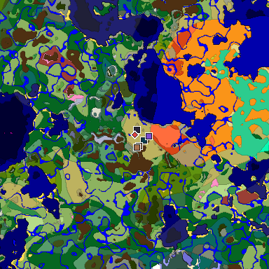 Predicted biome map of Java 26.3 seed -7028527270650197530 around estimated spawn