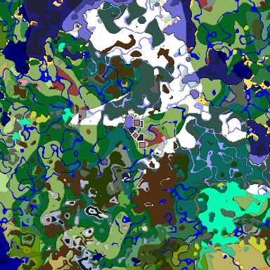Predicted biome map of Java 26.3 seed -3145638314141213104 around estimated spawn