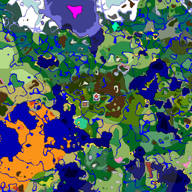 Predicted biome map of Java 26.3 seed 4467483447818350655 around estimated spawn