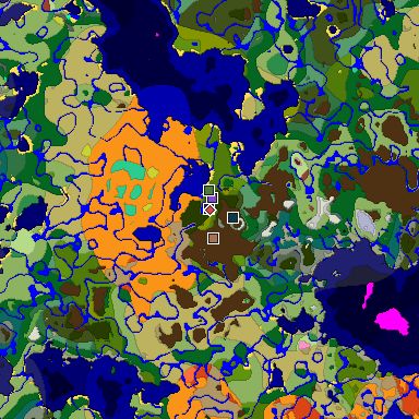 Predicted biome map of Java 26.3 seed 2582706344294212993 around estimated spawn