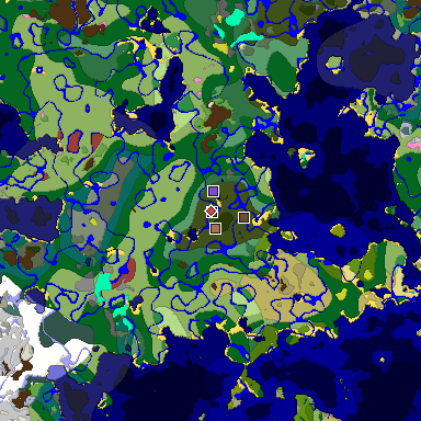 Predicted biome map of Java 26.3 seed -1858096962219663985 around estimated spawn