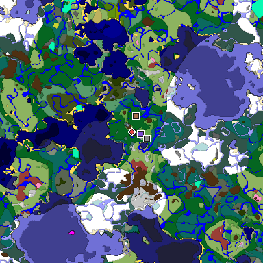Predicted biome map of Java 26.3 seed 6395644935664392743 around estimated spawn