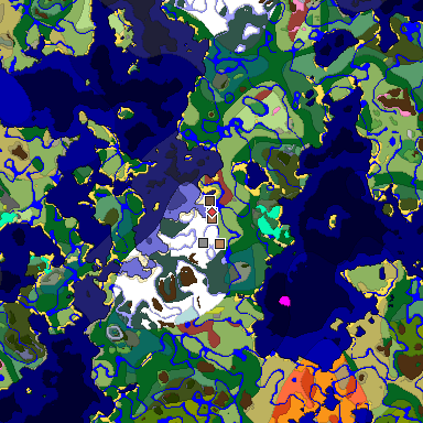 Predicted biome map of Java 26.3 seed -2308526102883044573 around estimated spawn