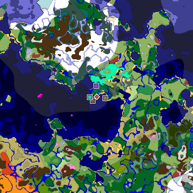 Predicted biome map of Java 26.3 seed -4926756008561051092 around estimated spawn