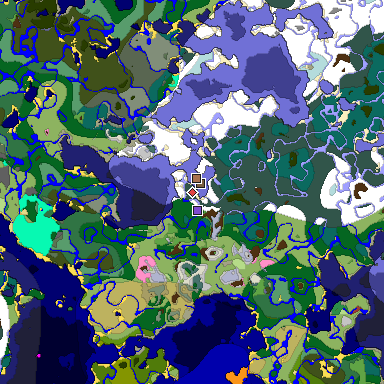 Predicted biome map of Java 26.3 seed -6426054315681288888 around estimated spawn
