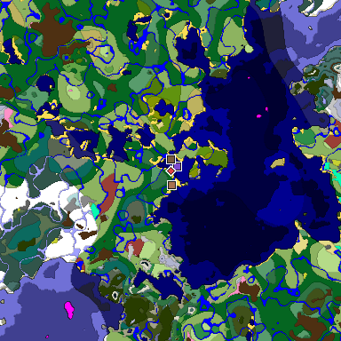 Predicted biome map of Java 26.3 seed -5271476861105854232 around estimated spawn