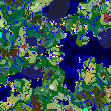 Predicted biome map of Java 26.3 seed 2138976251950729364 around estimated spawn