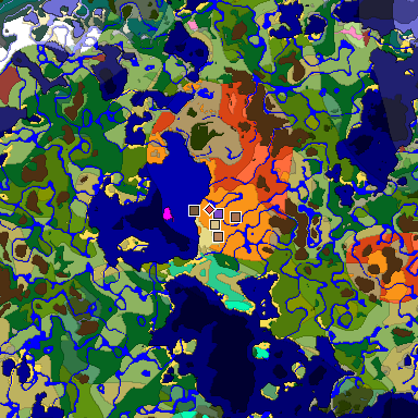 Predicted biome map of Java 26.3 seed -4891050777020976266 around estimated spawn