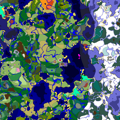 Predicted biome map of Java 26.3 seed -723385112839444406 around estimated spawn