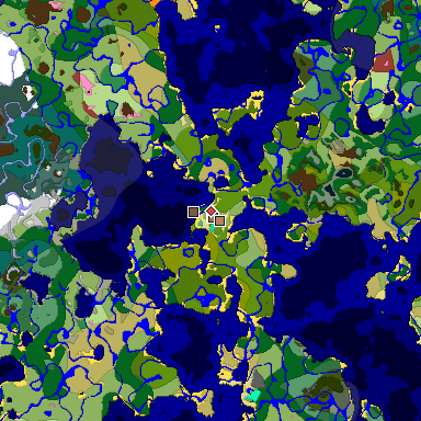 Predicted biome map of Java 26.3 seed -5417529499490950833 around estimated spawn