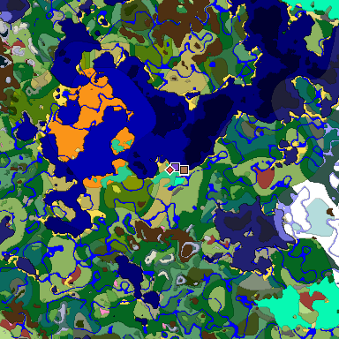 Predicted biome map of Java 26.3 seed 1976222456477494519 around estimated spawn