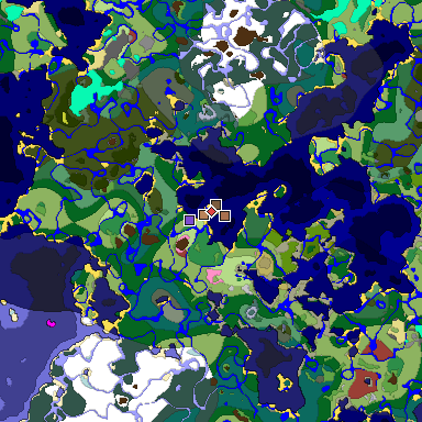 Predicted biome map of Java 26.3 seed -8206276151081625857 around estimated spawn