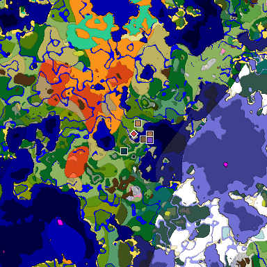 Predicted biome map of Java 26.3 seed 2635711986236269567 around estimated spawn