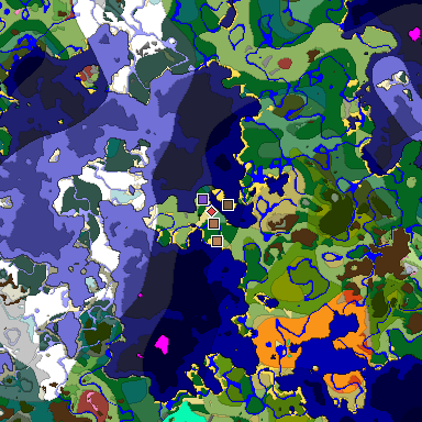 Predicted biome map of Java 26.3 seed 6471300495965734491 around estimated spawn