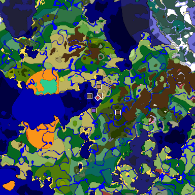Predicted biome map of Java 26.3 seed -6132361165444535819 around estimated spawn