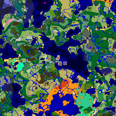 Predicted biome map of Java 26.3 seed 460581829822162801 around estimated spawn