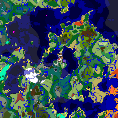 Predicted biome map of Java 26.3 seed 8135493093175223840 around estimated spawn