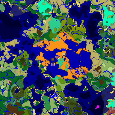 Predicted biome map of Java 26.3 seed 3663450362985297832 around estimated spawn