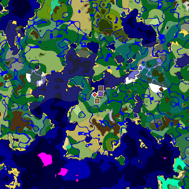 Predicted biome map of Java 26.3 seed 6550427954089287929 around estimated spawn