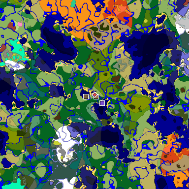 Predicted biome map of Java 26.3 seed 7397259796530427476 around estimated spawn