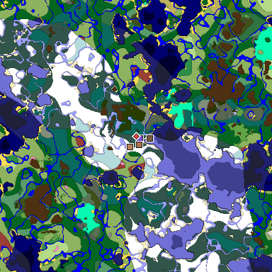 Predicted biome map of Java 26.3 seed 6571638828547419402 around estimated spawn