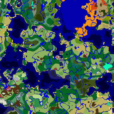 Predicted biome map of Java 26.3 seed -7359250120561596930 around estimated spawn
