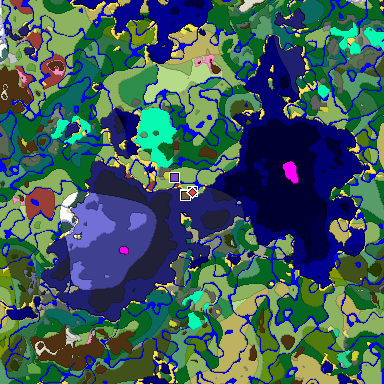 Predicted biome map of Java 26.3 seed 2111510618774967555 around estimated spawn