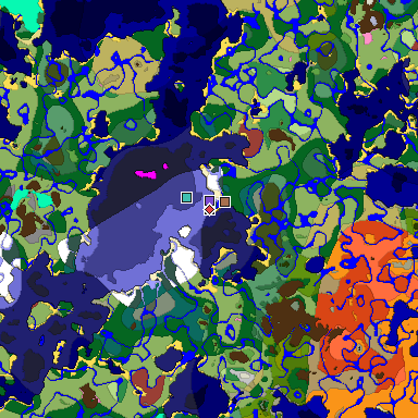 Predicted biome map of Java 26.3 seed 8925719824292970542 around estimated spawn
