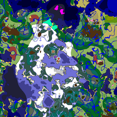 Predicted biome map of Java 26.3 seed -4222131450822473141 around estimated spawn