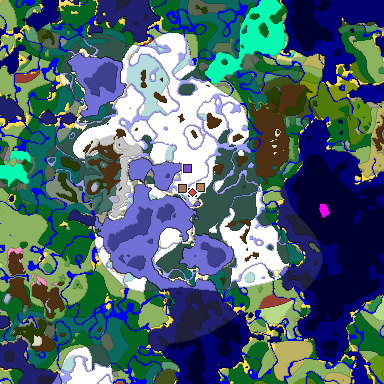 Predicted biome map of Java 26.3 seed 1846690538438364526 around estimated spawn