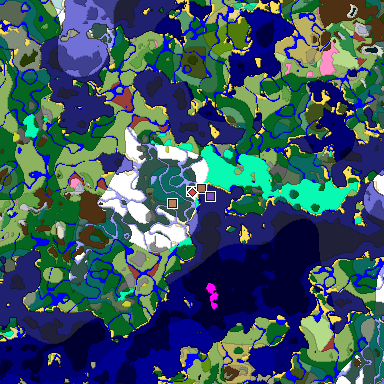 Predicted biome map of Java 26.3 seed 4550091583516976794 around estimated spawn