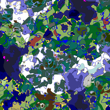 Predicted biome map of Java 26.3 seed -4828942942491248202 around estimated spawn