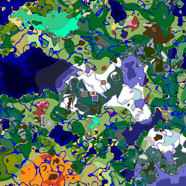 Predicted biome map of Java 26.3 seed -2833609328068302940 around estimated spawn