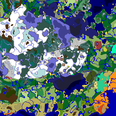 Predicted biome map of Java 26.3 seed 5775165321422519779 around estimated spawn