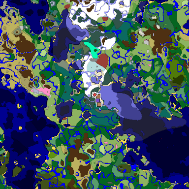 Predicted biome map of Java 26.3 seed 1149425738135376535 around estimated spawn