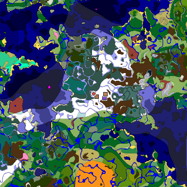 Predicted biome map of Java 26.3 seed -7473675294647973515 around estimated spawn