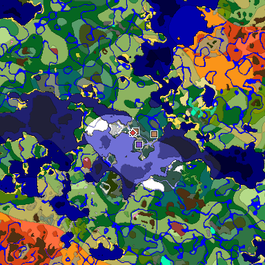 Predicted biome map of Java 26.3 seed 3780501102192038590 around estimated spawn