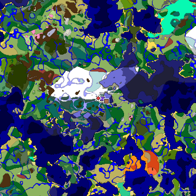 Predicted biome map of Java 26.3 seed -8845658564283572920 around estimated spawn