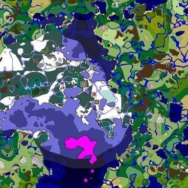 Predicted biome map of Java 26.3 seed 1705512695092076568 around estimated spawn